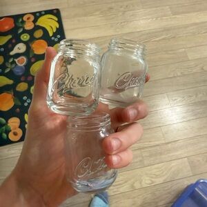 Set of 3 Clear Glass mason jar shot glasses